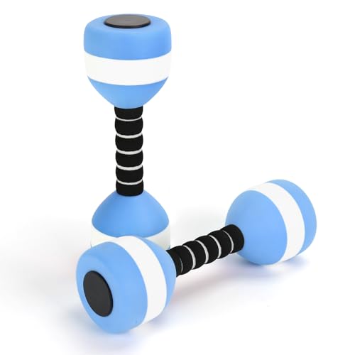 Aquatic Dumbbells, 2PCS EVA Foam Water Weights, Aquatic Exercise Dumbbells for Adults Youth Women Water Workouts Tools (Blue+White)