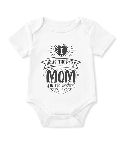 Glimnerize Infant Mother's Day Outfit Baby Girl Boy I Have The Best Mom Ever In The World Cute White Mothers Day Onesie 3-6 Months