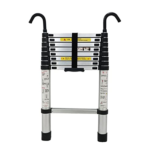 Escalera de extensión telescópica, Escalera telescópica, botón de Escala de ingeniería de Seguridad de Aluminio de aviación telescópico, con 2 Ganchos Desmontables Escalera telescópica Adecuada para