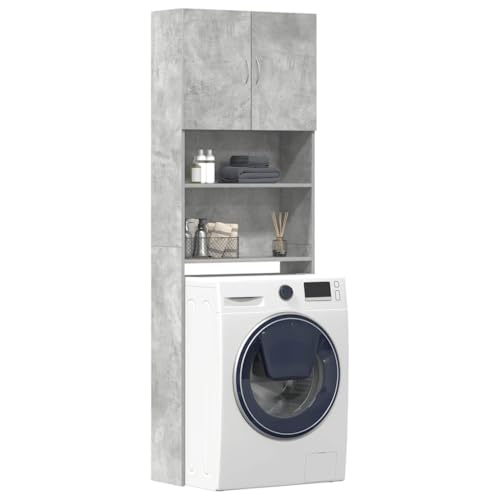 Xichuzi Armario de Lavadora Madera ingeniería Gris hormigón 64x24x190cm, Mueble Baño, Mueble Auxiliar Baño, Armario De Baño, Mueble Bajo, Mueble Lavabo - 859130
