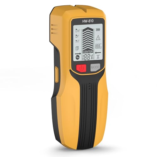 Qivine Detector Cables y Tuberias, Electronica Detector de Metales Pared Fugas de Agua Profesional, 5 en 1 Herramientas Electricista Detectores de Metales Stud Finder (Amarillo)