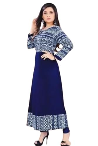 Floral Printed Kurtis for Girls and Women, Keyhole Neckline Ethnic Anarkali Kurtis, Ideal for Festival, Casual, Function Floral Printed Kurtis for Girls and Women, Keyhole Neckline Ethnic Anarkali Kurtis, Ideal for Festival, Casual, Function
