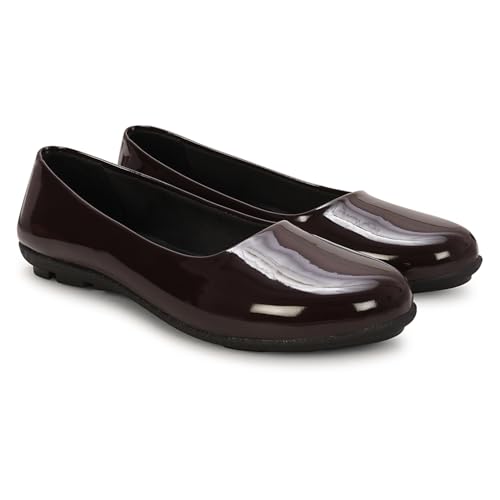 Image of DHANESHWAR Women's Ballet Flats Belly Shoes for Casual, Formal & Office Wear Ballerina | Comfortable Slip on Black Bellies for Women & Girls. 1 Pair