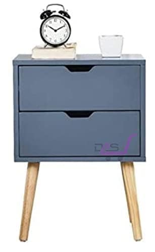 Image of Night Stand,End Table for Bed Nightstand with Drawers, Side Table with Storage, Solid Wood Table Legs,A Shaped Suitable for Small Spaces, Living Room, Bedroom, White (Grey)