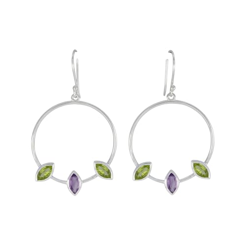 Créoles faites main argent sterling 925 péridot cadeau idéal d'anniversaire