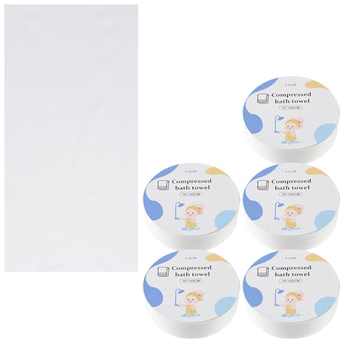 圧縮タオル 非常用バスタオル 水で戻す 洗顔 身体拭き 旅行グッズ 5枚セット (140cm×70cm)