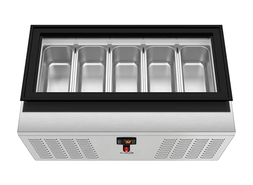 KoolMore 39 in. 5-Pan Countertop Ice Cream Display Freezer with Glass Top, ETL Listed (KM-CGD-5P)