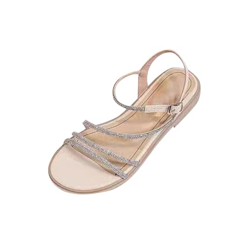 Sandales plates blanches d'été avec strass pour flâner en vacances ou en ville