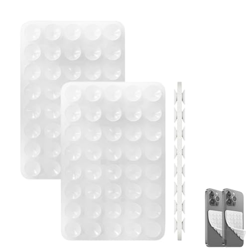 2-Pack Doppelseitiger Saugnapf-Handy-Griff und Halterung – Handsfreie Nutzung, wiederverwendbar und Starkes Halten für Selfies, Videogespräche und mehr (transparent+transparent)
