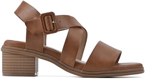 CLIFFS BY WHITE MOUNTAIN Women's Cordovan Block Heeled Sandal, Whiskey/Burnished/Smooth, 8 M | Image 2