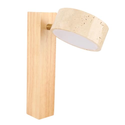 Aramox Sfonce a Muro di Pietra Rotante, Lampada da Parete in Pietra in Stile Nordico con Lampada di Scarpe con Lampada Calda a LED per Soggiorno per Soggiorno, Camera da Letto (Legna)