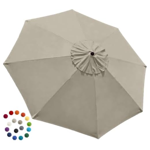 EliteShade USA Sunumbrella 9ft Patio Umbrella Market Table Outdoor Deck Umbrella Replacement Canopy Cover (Canopy Only)(Beige)