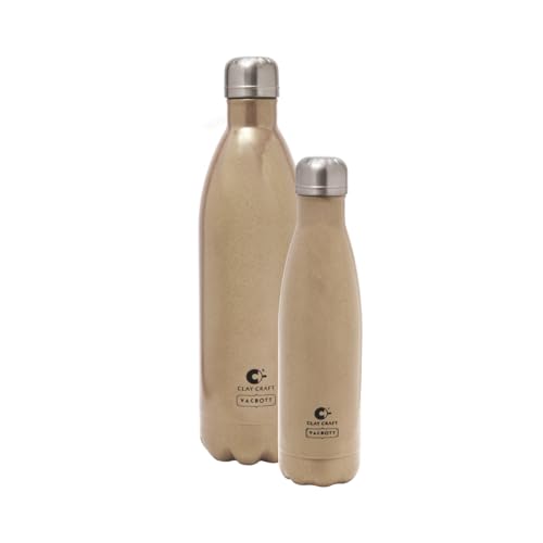 Image of Clay Craft Vacbott Fiesta Double Wall Combo Set of 2 (500ml, 1000ml)|18 Hours Hot and 24 Hours Cold Vacuum Insulated Flask Bottle|Steel Bottle|Travelling|BPA-Free|BIS Certified|1Year Limited Warranty