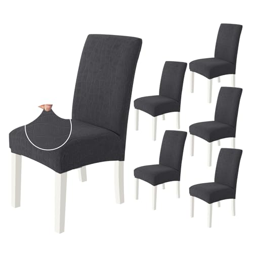 Ystyle Fundas Sillas De Comedor Pack 6, Fundas Sillas Universal Ajustables, Funda para Sillas Elástica, Cubre Funda Protectora Sillas Lavables, Funda Protectora Sillas, Gris Oscuro