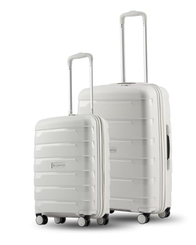 Image of SNITCH Layer 2Pc Set Light Grey Polypropylene Hard Travel Suitcase - Trolley Bag Set of 2 & Luggage with 8 Wheels, Premium Lock, Wet & Dry Pouch & Free Shoe Bag