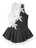 Aislor Girls Figure Roller Ice Skating Dress Long Sleeve Skirted Keyhole Back Leotards Bodysuit Ball