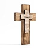 OKSQW Wall Wooden Christians Cross Spiritual Religious Cross Gifts With Hook on Hanging Wall Or Table With Blessed For Church Home Room Decoration For Christmas (5 colors available)