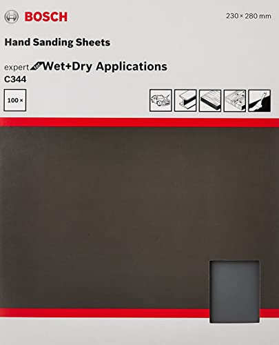 Image of Bosch Professional Hand Sanding Sheet For Automotive, 230 X 280 Mm Grit 600, Pack of 100