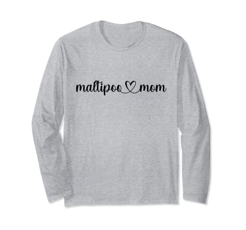 Dog Heart Love Maltipoo Mom Long Sleeve T-Shirt, Grey