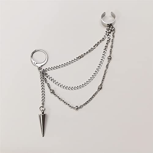 Vintage Tassel Dangle Ear Cuff Crawler Climber Earring for Women Girls Stainless Steel Cartilage Small Hoop Wrap Vine Clip on Layered Chain Drop Fashion Lightweight Comfy Jewelry 1 Piece4