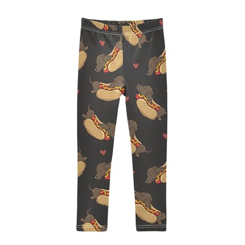 Dachshund Dog Sausage Love Girls Leggings Ultra Soft Compression Yoga Gym Pants for Kids 4-10T