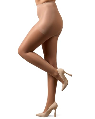 Image of MeMoi Control Top Crystal Pantyhose for Women, Breathable Sheer Tights, Control Top Sheer Stockings, Comfortable Panty Hose