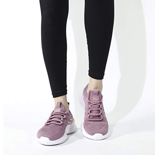Akk Women's Walking Sock Shoes Lightweight Mesh Slip-On- Breathable Yoga Sneakers Dark-Pink Size 9.5 #TOP5
