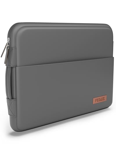 Image of FEDUS ORO Premium Vegan Leather Laptop Sleeve Bag Case 14.0 inch, Shockproof Office Laptop Cover Pouch Carrying Bag with Accessory Pocket & Handle for MacBook, HP, Dell, Lenovo, Asus for Men & Women