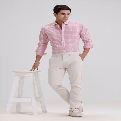 Image of BASICS Premium Cotton Stretch Formal Trousers for Men | Office Pants