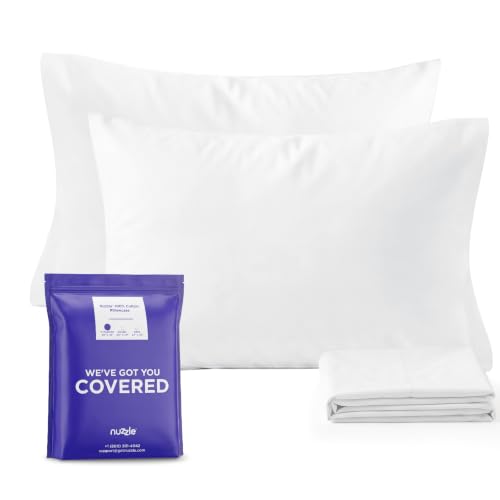 Image of Nuzzle Pillow Cases Standard Size Set of 2, 100% Cotton Pillowcases with Envelope Closure, Pillow Covers with 500 Thread Count, Hotel Quality, Soft and Breathable, White(Pillows Not Included)