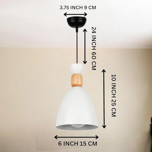 Image of Modern White Aluminium Pendant Light for Ceiling, Decorative Hanging Light for Living Room, Dining Room, Kitchen & Cafe Pack of 2