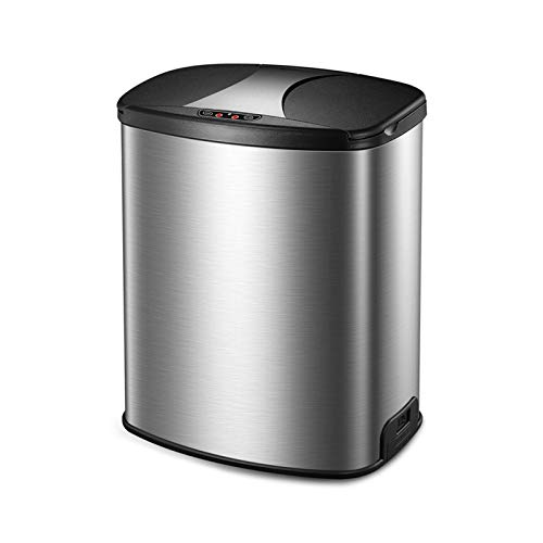 Hong Yi Fei-Shop Papeleras La Basura de la inyección de Acero Inoxidable cepillada Puede 2.3 galón Inodoro para el hogar la Basura de la Basura de la Sala de Estar automática Rectangular con la Tapa