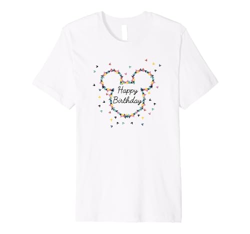 T-shirt Mickey Disney original col rond en coton avec motif anniversaire graphisme confettis