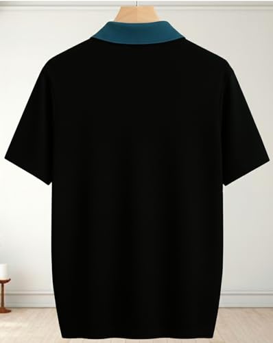 Image of AUSK Men's Premium Polo Tshirt | Cotton Rich Fabric | Zip Collar Tshirts | Half Sleeves | Engineered Knit Design | Regular Fit