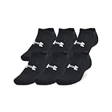 Under Armour Unisex-Adult Training Cotton No Show Socks 6 Pack , (001) Black / Black / White , Large