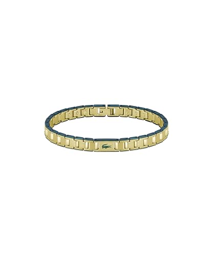 Lacoste Men's Metropole Edge Link Bracelet - Watch-Inspired H-Link Design with Green Enamel Crocodile - Gift for Him