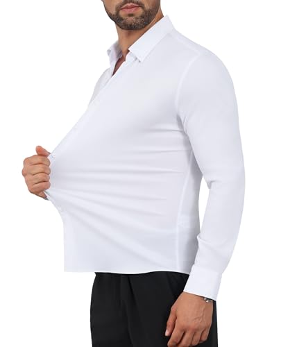 Stretch Mens Dress Shirts Long Sleeve Slim Fit Dress Shirts for Men Button Down Shirt Men Big and Tall Shirts2