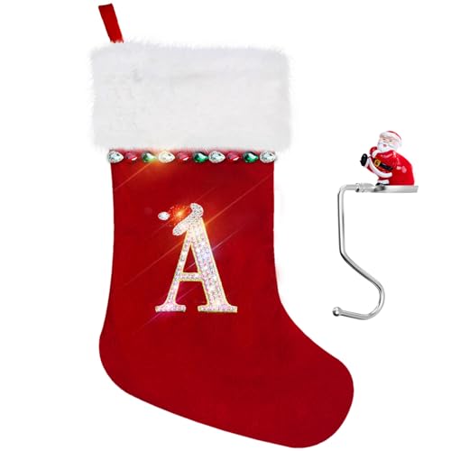 Mifoneix Calcetín de Navidad de 50,8 cm con letras (A), color rojo