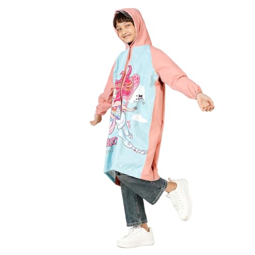 Image of ZEEL Kids Raincoat with Hood | Rain Coat for Girls |Cartoon Printed Rainwear | Barbie Princess, BARB01