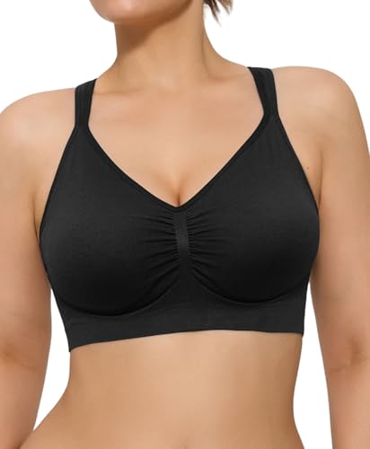 Image of Popilush Wireless Bras for Women Seamless Supportive Bra Full Coverage Comfortable Bralettes with Wide Strap