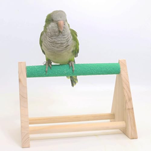 Image of Parrot Play Wood Stand, Bird Grinding Perch Table Trimming Bird Training Stands Portable Table Playstand for Small Cockatiels, Conures, Parakeets, Finch