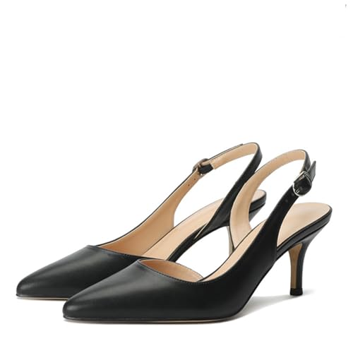 Fashion Slingback Pumps Shoes for Women Pointed Toe Kitten Heels Buckle Strap Work Pumps2