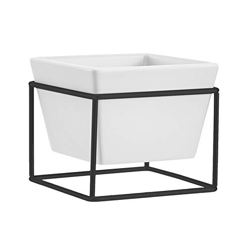 Amazon Basics Jardinière de table, carrée - Blanc/Noir