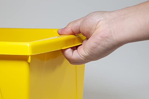 Image of Storex 5.5 Gallon Storage Bin with Lid - Plastic Classroom Organizer for Books and Supplies, Yellow, 6-Pack (62748U06C)
