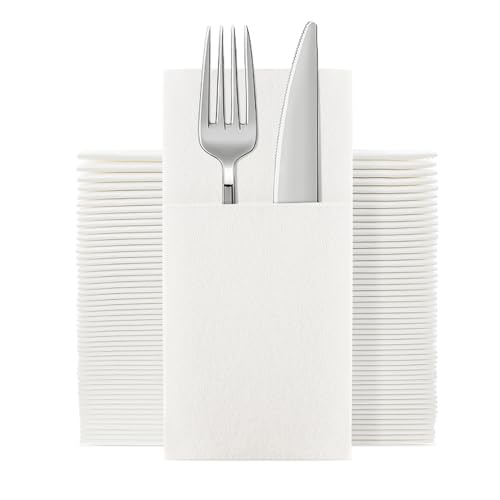 Serviettes jetables en tissu avec poche couverts pour mariage | Lot de 100