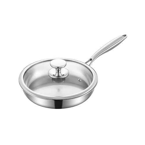 ステンレス くっつかないフライパン 調理器具 焦げ付かない 3層複合スチールフライパン 防熱ハンドル 熱伝導性良い 手入れが簡単 各種熱源対応 (蓋付き, 26cm)