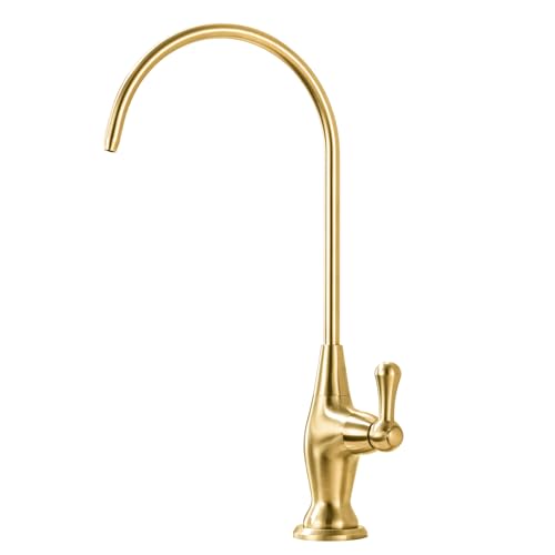 Sink Drinking Water Faucet, Sink Water Filter System, Suitable for Most Reverse Osmosis or Water Filtration Systems, Stainless Steel Reverse Osmosis Faucet for Kitchen Bar, Brushed Gold