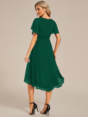 Image of Ever-Pretty Women's Chiffon Crew Neck Empire Waist Wedding Guest Dress Summer Short Sleeve Semi Formal Dresses 02053