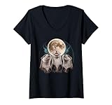 Photo Gallery donna 3 otter moon - lontra ululante divertente disegno animale maglietta con collo a v Photo Gallery donna 3 otter moon - lontra ululante divertente disegno animale maglietta con collo a v