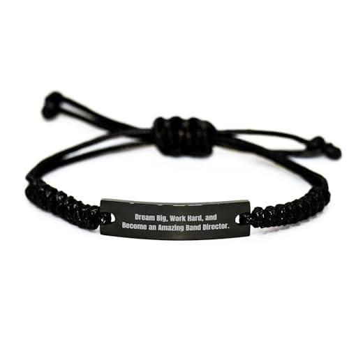 Band Director Rope Bracelet, Dream Big, Work Hard, And Become An Amazing Band Director., Gift for Graduation, Adjustable Rope, Black Stainless Steel